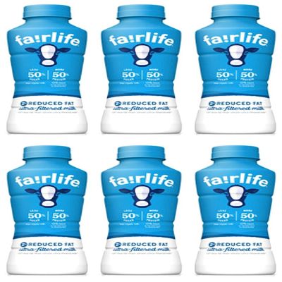 A-ONE Fairlife UFM Milk 2% Reduced Fat Milk 6 Pack, 14 Fl Oz, Total 6 bottles (6 bottles plain)