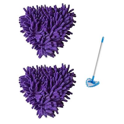 2/5 Pack Spin Triangle Cleaning Mop Replacement Heads, Microfiber Cloth Mop Head for Easy Cleaning, Wet and Dry for Bathroom Floor Wall Bed Spin Triangle Mop Refills (2PC, Purple)