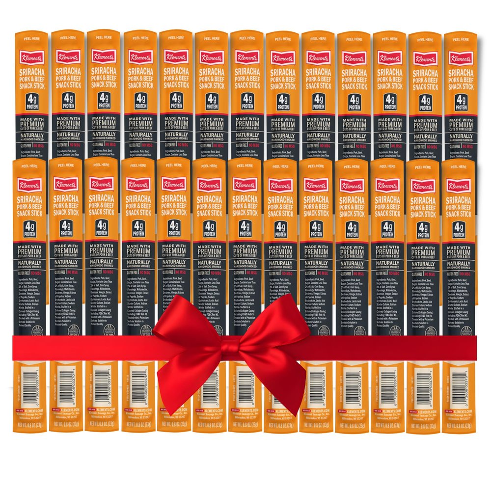 Jerky.com Spicy Sriracha Meat Sticks - 26 Pack | Bold Beef & Pork Jerky Sticks | High Protein, Low Carb, Keto Snack | Gluten-Free, No MSG | Individually Wrapped Jerky Gifts for Men