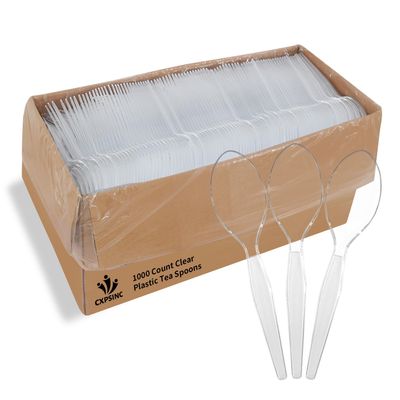 [1000 Pack] Heavyweight Disposable Clear Plastic Tea Spoons-Party Dimensions Plastic Cutlery Combo Box (1000 Count Tea Spoons)