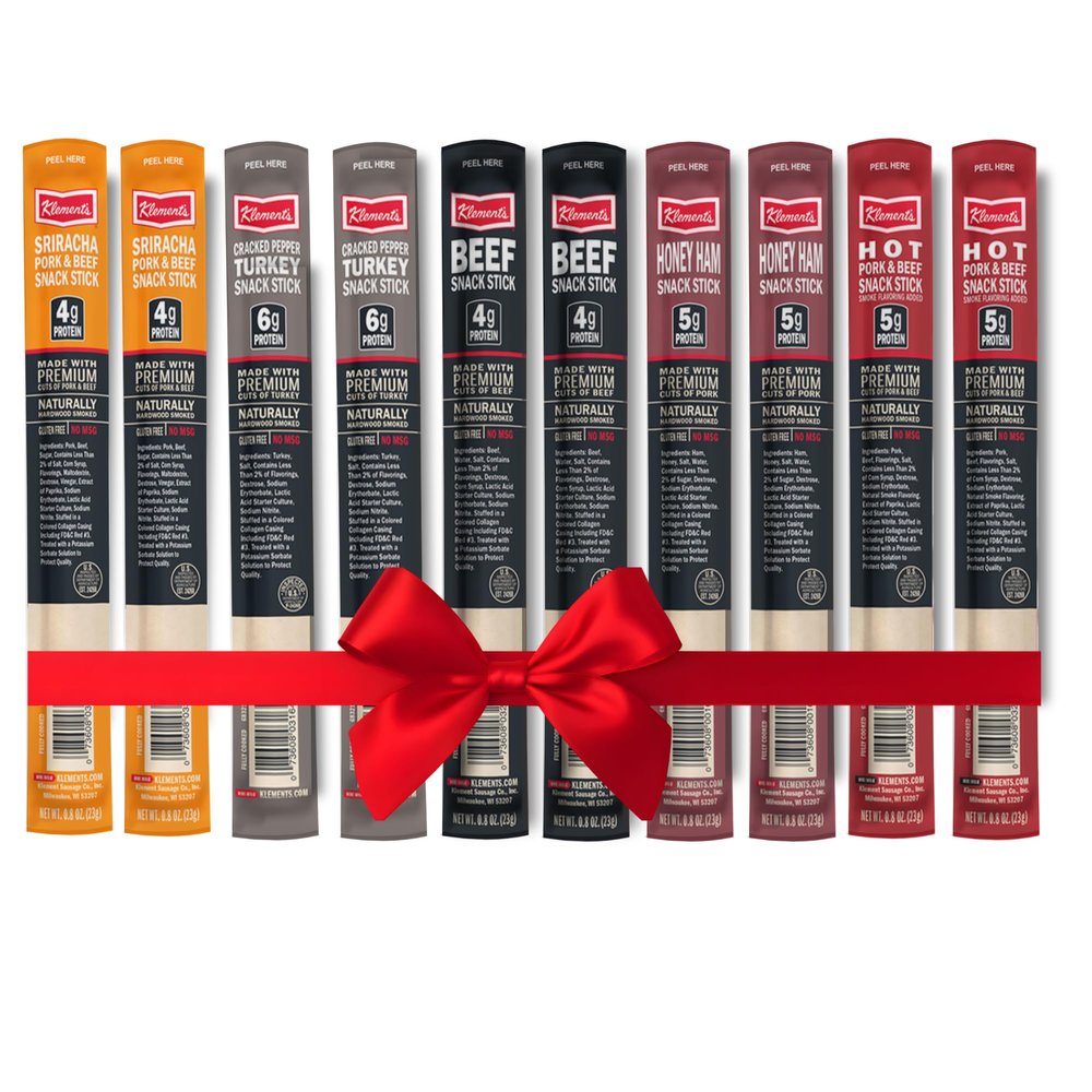 Jerky.com Meat Stick Variety Pack 10 Count Sampler of Beef Sticks, Turkey, Hot, Sriracha & Honey Ham | High Protein, Keto Snack Sticks | Low Carb, No MSG, Gluten-Free | Individually Wrapped Jerky Gifts for Men