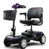 4 Wheel Powered Folding Mobility Scooter - 300 lbs Capacity Motorized Scooter for Adults Electric Medical Scooter Compact for Travel - Front & Rear LED Light (Metallic Grey)
