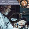 10X Magnifying Glass with Light, Krstlv Upgrade Button 5 Color Modes Stepless Dimmable 2-in-1 LED Lighted Desk Lamp & Clamp, Hands Free Magnifier with Light and Stand for Craft Hobby Repair Close Work view 2