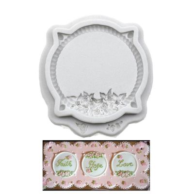 Senzooe DIY Round Mirror Frame Flower Sugar Chocolate Cake Decoration Silicone Mould