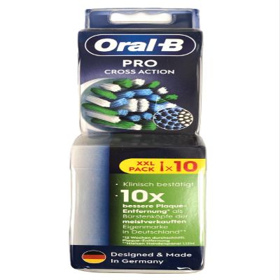 Oral-B Pro Cross Action Replacement Brush Heads, 10 Count (XXL Pack), Electric Toothbrush Refills, International Version