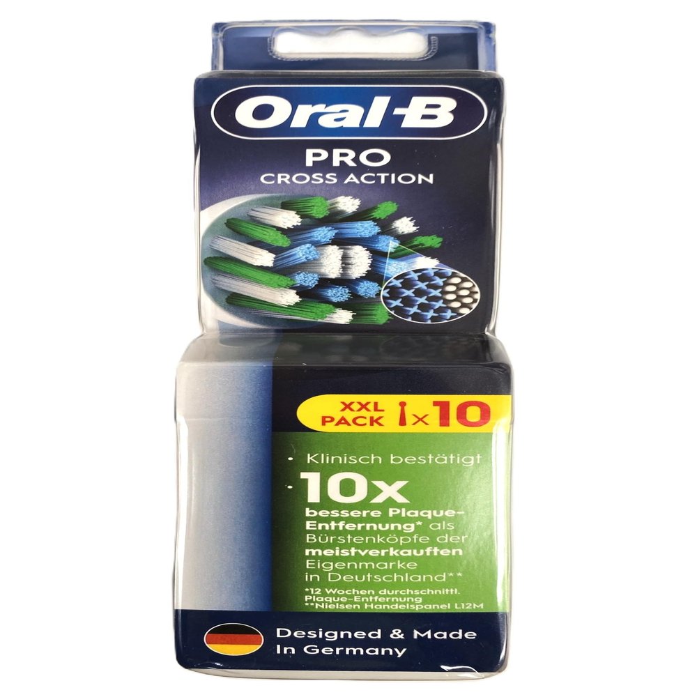 Oral-B Pro Cross Action Replacement Brush Heads, 10 Count (XXL Pack), Electric Toothbrush Refills, International Version