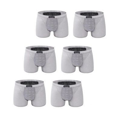 6 Pack Men's Enlargement Physiological Therapy Underwear Magnetic Health Care Boxer Brief Breathable Inner Pants (Color : Gray, Size : Large)