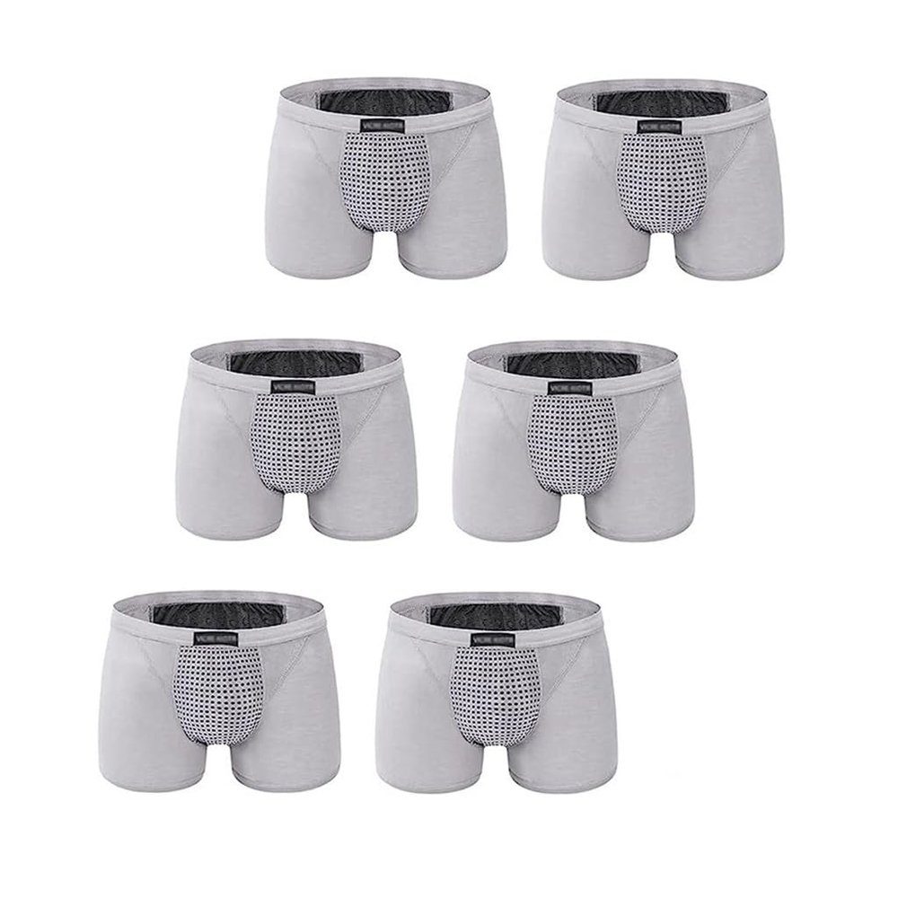 6 Pack Men's Enlargement Physiological Therapy Underwear Magnetic Health Care Boxer Brief Breathable Inner Pants (Color : Gray, Size : Large)
