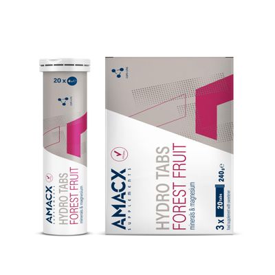 Amacx Hydro Tabs Electrolyte Tablets with Vitamin C, Magnesium Effervescent Tablets, 3 x 20, Hydration for Endurance Athletes, Recovery Drink for Mineral Balance (Pack of 3, Forest Fruit)