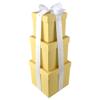 Homeford Nested Square Gift Boxes, Natural Kraft Brown, 5-inch, 6-inch, 7-inch, 3-piece, 1.5-inch White Satin Ribbon view 1