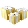 Homeford Nested Square Gift Boxes, Natural Kraft Brown, 5-inch, 6-inch, 7-inch, 3-piece, 1.5-inch White Satin Ribbon view 2