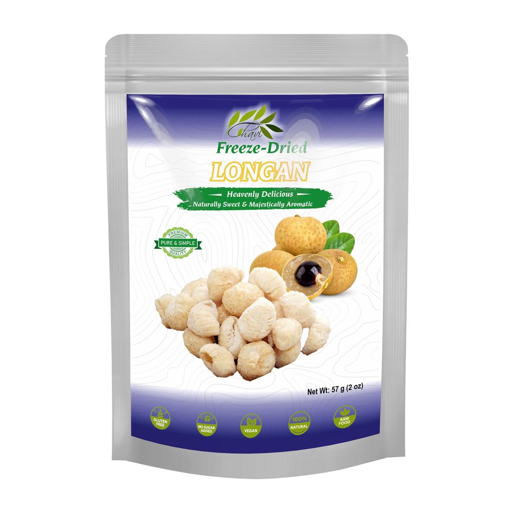 CHAVI Freeze-Dried Longan - 2 Oz - Healthy 1 Ingredient Superfood Supersnacks - No Added Sugars or Preservatives - Non-GMO, Vegan, Gluten-Free