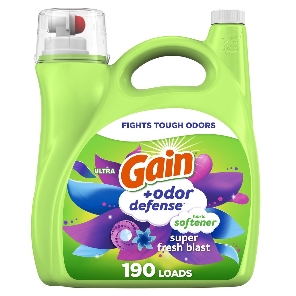 Gain Super Fresh Blast Liquid Odor Defense Fabric Softener, 140 FL OZ 190 Load, Softening Laundry Conditioner for 2 in 1 Freshness plus Odor Protection