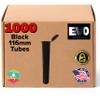 1000 Black 116mm Pop Top Tubes, BPA-Free Tube Vial USA-Made Holder Container - Biocompatible - Child Resistant - Evo Plastics view 1
