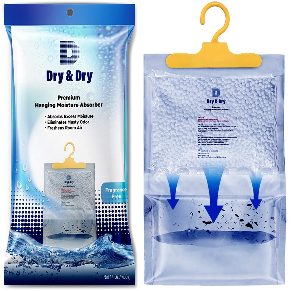 Dry & Dry 7 Packs (14.1 Oz/Pack) Moisture Absorbers - Dehumidifiers for Home, Basement & Bedroom - Portable, Continuous Operation - Plastic Material