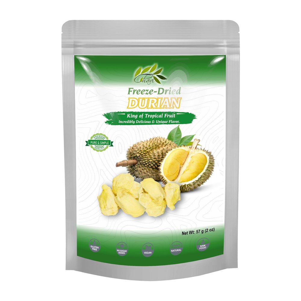 CHAVI Freeze-Dried Durian (King of Fruits) - 2 Oz - Healthy 1 Ingredient Superfood - Family Supersnacks - No Added Sugars or Preservatives - Non-GMO, Vegan, Gluten-Free