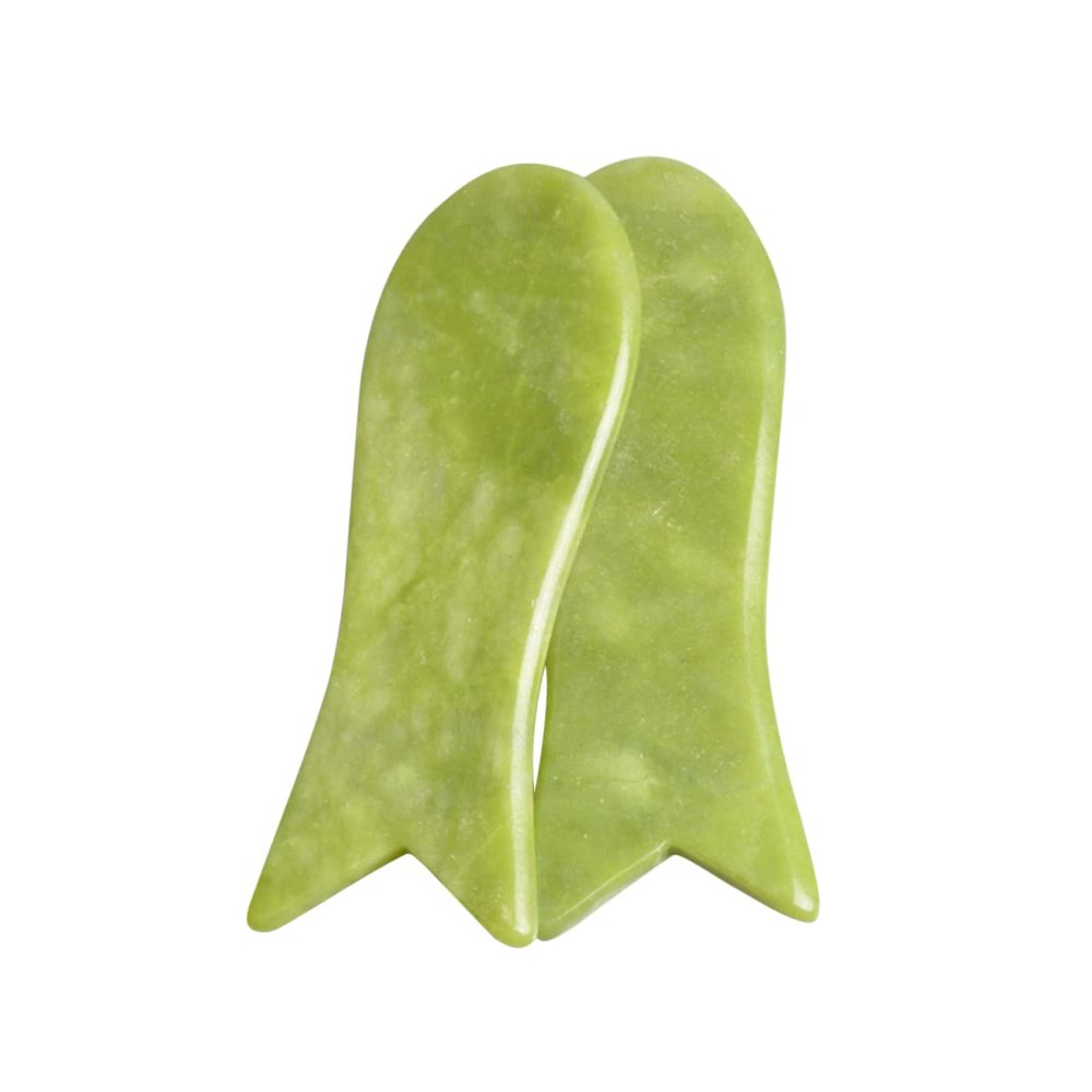 Healeved 2pcs Jade Massage Scraping Boards Portable Body Therapy Tools for Neck Back and Arm Care Natural Guasha Board for Acupuncture Points and Relaxation for Family and Friends