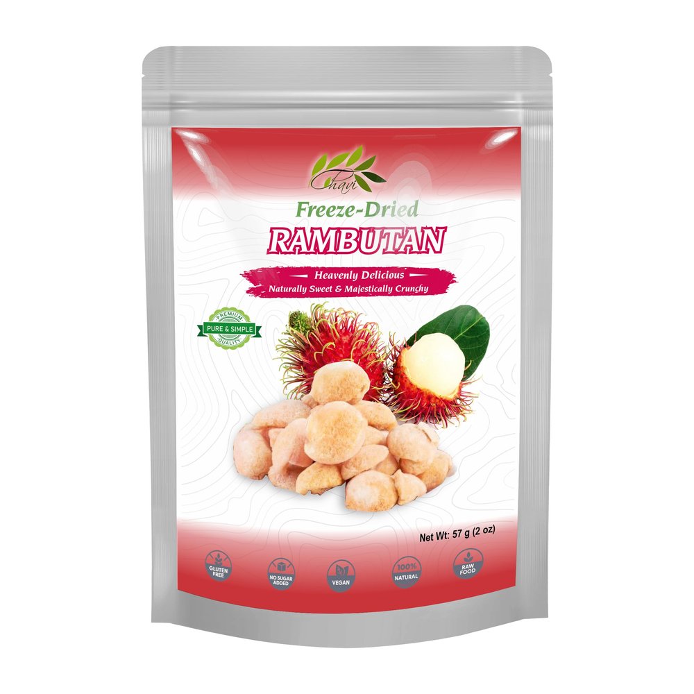 CHAVI Freeze-Dried Rambutan - 2 Oz - Healthy 1 Ingredient Superfood Supersnacks - No Added Sugars or Preservatives - Non-GMO, Vegan, Gluten-Free