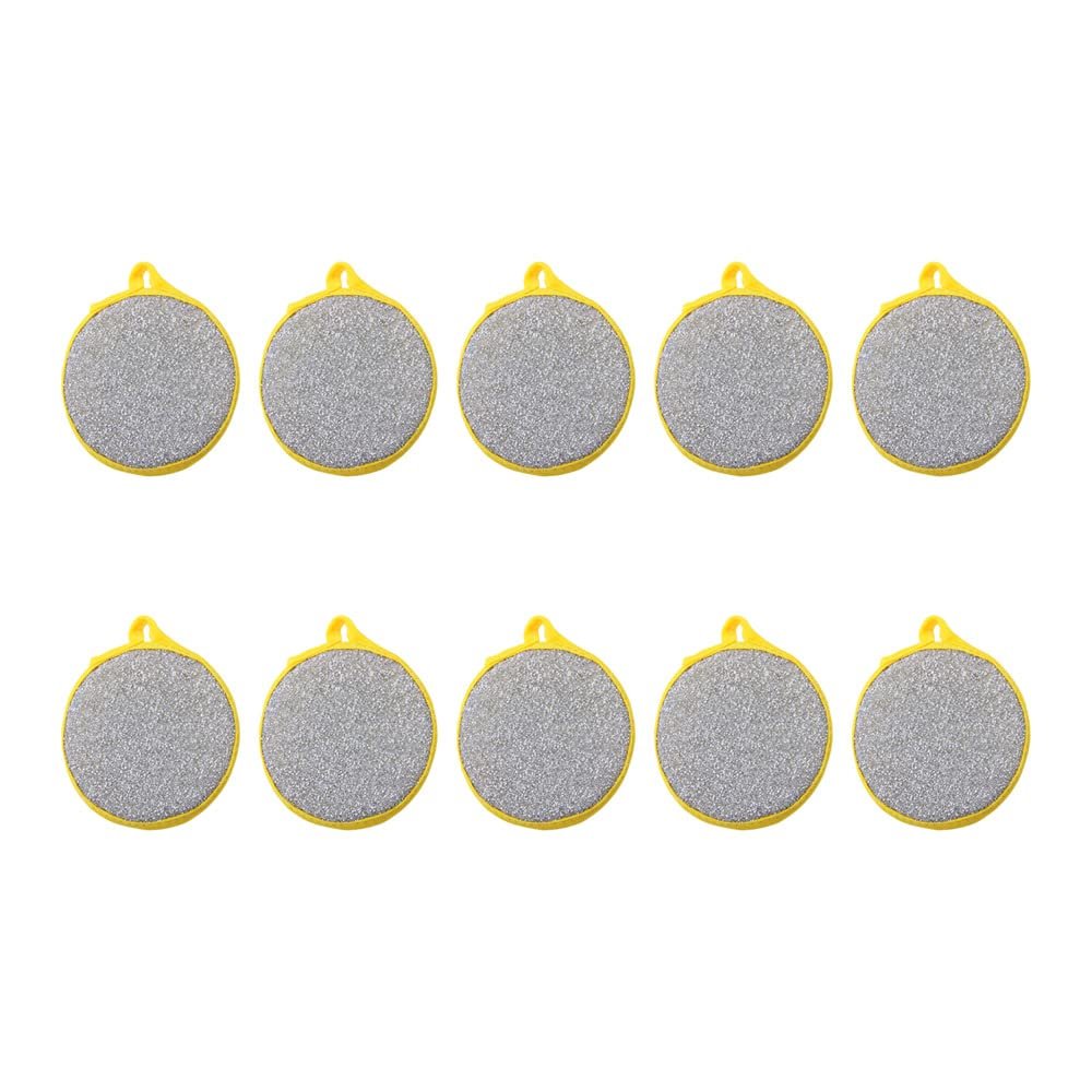 10 Pcs Durable Scrub Scouring Sponge Microfiber Scouring Scrubber Round Dish Washing Sponge Scrubber for Cleaning Dishes Pots, Random Color
