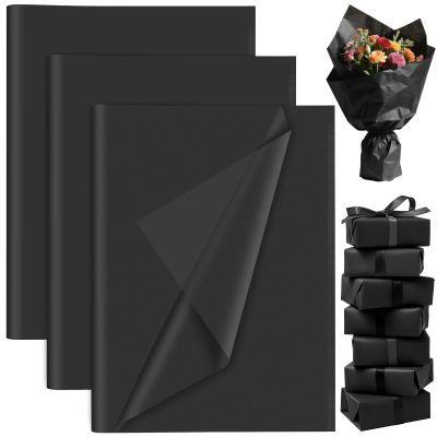 60 Sheets Black Tissue Paper Bulk, PLULON Gift Wrapping Tissue Paper for Packaging 14 x 20 Inch Art Crafts for Gift Bags Decorative Floral Wedding Birthday Party Decor