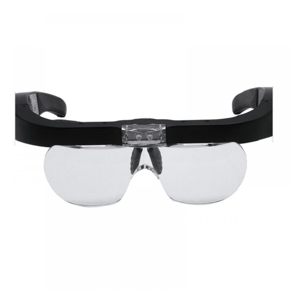 1.5X 2.5X 3.5X 5X Head Mount Glasses Magnifier, USB Charging Headband Magnifying Glass with 2 Led Lights Headset Magnifier Loupe