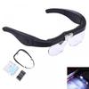1.5X 2.5X 3.5X 5X Head Mount Glasses Magnifier, USB Charging Headband Magnifying Glass with 2 Led Lights Headset Magnifier Loupe view 2