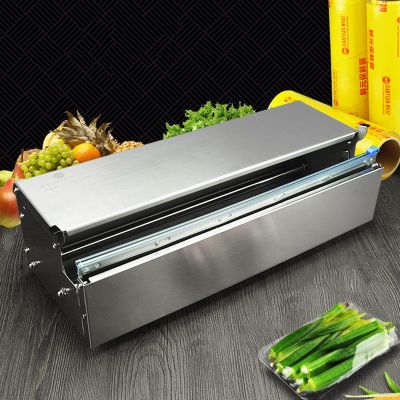Cling Film Cutter Dispenser, Reusable Dispenser With Slide Cutter,Stainless Steel Cling Film CutterSuitable For Supermarket Household Fresh Packaging
