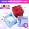 24Pcs Earring Boxes for Jewelry Gift - Ring Jewelry Box Set, Small Box with Ribbon & Soft Foam Inside - Cardboard Earring Boxes Bulk with Lid, Great for Packaging Valentines Day Gifts Presentation view 2