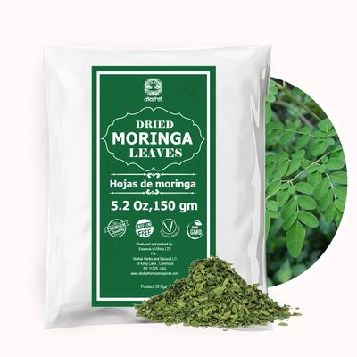 5.2 oz Dried Moringa Leaves, Leaf Tea, Hojas De Moringa Secas, Dried Oleifera Leaves, Non GMO, Caffeine-Free. Perfect For Making Leaf Extract, Loose Leaf Tea