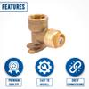 90 Degree Drop Ear Elbow, Push Fit Plumbing Fittings, Push-to-Connect, 1/2" x 1/2" NPT Female Adapter with Disconnect Clip, No Lead Brass for PEX, PE-RT, CPVC Pipe - Pack of 10 view 2