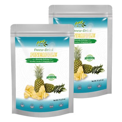 CHAVI Freeze-Dried Pineapple - Pack of 2 x 2 Oz - Healthy 1 Ingredient Superfood Supersnacks - No Added Sugars or Preservatives - Non-GMO, Vegan, Gluten-Free - (2 Packs)