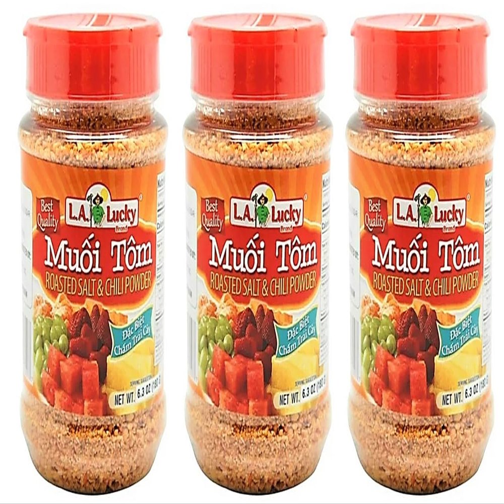 3 Packs - Roasted Shrimp Salt Chili Powder - Muoi Tom - 6.3 Oz per Bottle with 3 Bottles per Order