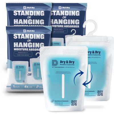 Dry & Dry 3 Packs Hybrid Moisture Absorbers & Musty Odor Eliminator Dehumidifier to Control Excess Moisture for Basements, Closets, Bathrooms, Laundry Rooms. Moisture Absorbers