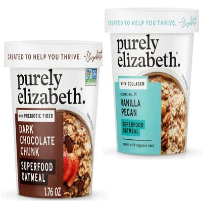 Purely Elizabeth Organic Oats, Instant Oatmeal, 1.76 oz Cup + King Combos QR Code Mixed pack with (6 Each Flavor (6 Chocolate, 6 Vanilla))