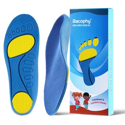 Bacophy Kids Orthotic Arch Support Shoe Insoles, Children Pu Cushioning Inserts, Shock Absorption Velvet Surfaces Deep Heel Cup Inner Sole for Flat Feet, Plantar Fasciitis, Feet Heel Pain Relief