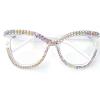 mincl Cat Eye Rhinestone Reading Glasses Bifocal Reading Glasses for Women Stylish bling Magnifying Blue Light Readers (white, 3, multiplier_x) view 1