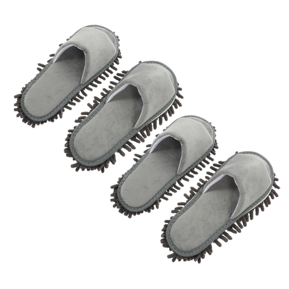 CHILDWEET 2Pairs Reusable Mop Slippers with Chenille Material Soft and Convenient Floor Cleaning Shoe Covers for Home Cleaning Tasks Fits Medium Feet