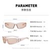 Wrap Around Oval Sunglasses Y2k Futuristic Punk Sports Sunglasses Pentagram Sunglasses (Champagne Frame Champagne Flakes) view 2