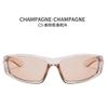 Wrap Around Oval Sunglasses Y2k Futuristic Punk Sports Sunglasses Pentagram Sunglasses (Champagne Frame Champagne Flakes) view 3