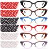 CHOFILORD 6 Pack Cat Eye Reading Glasses for Women Fashion Cute Blue Light Blocking Computer Readers Spring Hinge (A 6C Mixed, 0.00, x) view 1