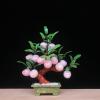 Artificial Trees Fake Plants Jade Pan Peach Bonsai Jade Faux Tree Jade Carving Crafts Perfect for Office Home Decoration Chinese Bonsai Ornaments Simulated Pine view 3