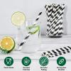 [500 Counts] Chunspak 5.75 inch Eco-friendly Disposable Short Paper Drinking Straws Bulk for Cocktail, Mixed Drinks - Black White Striped view 3