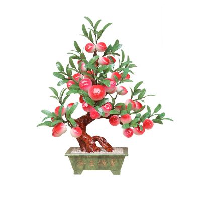 Artificial Trees Artificial Bonsai Tree - Jade Bonsai Decoration Artificial House Plants Jade Shou Peach Tree Bonsai Plant for Decoration Desktop Display Simulated Pine
