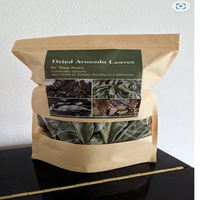 2 oz (60 gram) Air Dried Natural Avocado Whole Leaves, Leaf Herbal Tea, No pesticide spray from Fallbrook, Avocado Capital of the World Hoja De Aguacate Great for cooking Mexcian Dishes, Persea Americana, Avocatier, Aguacate- Resealable Stand Up Pouc