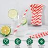 [500 Counts] Chunspak 5.75 inch Disposable Red White Striped Small Paper Straws for Cocktail, Coffee and Short Drinks - Eco-friendly view 3