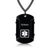 AMRECH Medical Alert ID Necklace for Men,Laser Engraved Epilepsy Stainless Steel Tag Pendant Necklaces Emergency Identification First Aid-Customizable view 1