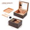 Cigar Humidor, Modern Glass Top Cedar Humidor Cigar Box with Digital Hygrometer, Humidifier, Handcrafted Cedar Wood Tray and Divider, Cigar Case Holds 25-50 Cigars, Cigar Accessories for Men view 3