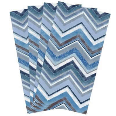 Savannan Kitchen Dish Cloths, Nautical Watercolor Wave Stripes Zigzag Geometric Pattern Blue Ultra Soft Absorbent Dish Towels for Drying Dishes Quick Drying Towels Dish Rags 4 Pack