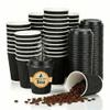 Nationwide Paper Coffee Cups with Lids, Insulated Ripple Hot Paper Cups, Disposable Cups for Takeaway Hot Drinks, Black (8oz-50 Pcs, Black) view 1