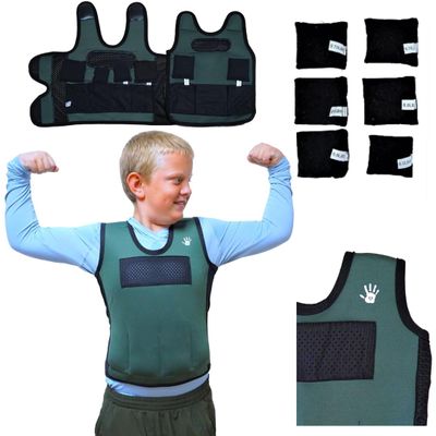 Weighted Vest for Kids - Adjustable Compression Vest (Large, Ages 10-12) with 6 Removable Weights - Breathable & Snug Fit Design for Sensory Play